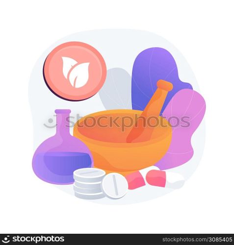 Homeopathy abstract concept vector illustration. Homeopathic medicine, alternative treatment, holistic approach, homeopathy method, natural drug, naturopathic healthcare service abstract metaphor.. Homeopathy abstract concept vector illustration.