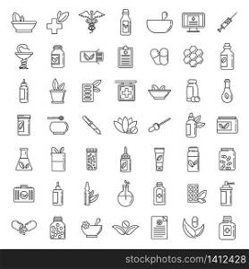 Homeopathy health icons set. Outline set of homeopathy health vector icons for web design isolated on white background. Homeopathy health icons set, outline style