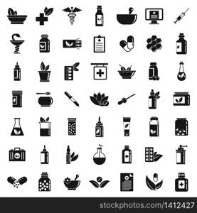 Homeopathy icons set. Simple set of homeopathy vector icons for web design on white background. Homeopathy icons set, simple style