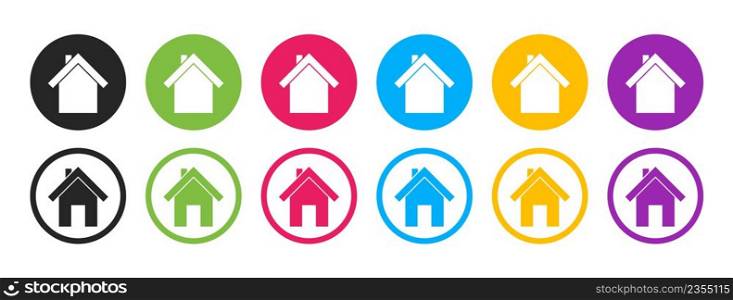 Homepage. Homepage icon. Home buttons isolated on white background. Pictogram house for web. Flat symbol. Colourful logos for website. Vector.