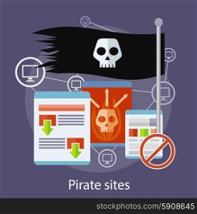 Homepage of pirate sites with flag concept. Can be used for web banners, marketing and promotional materials, presentation templates