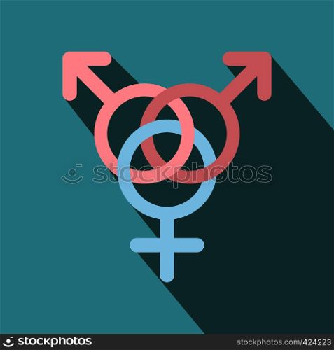 Homosexual family flat icon with shadow on the background. Homosexual family flat icon