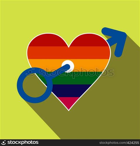 Homosexual love male flat icon with shadow on the background. Homosexual love male flat icon