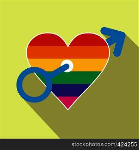 Homosexual love male flat icon with shadow on the background. Homosexual love male flat icon