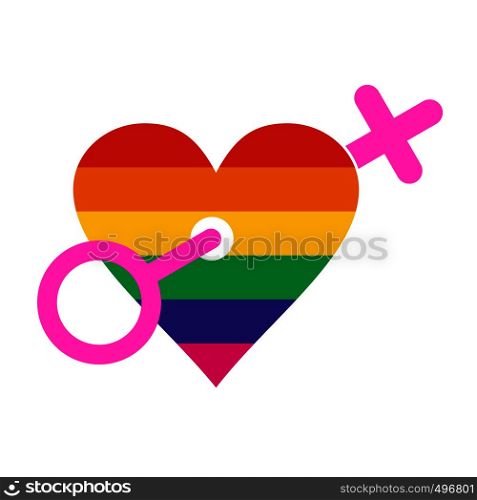 Homosexual love women flat icon isolated on white background. Homosexual love women flat icon