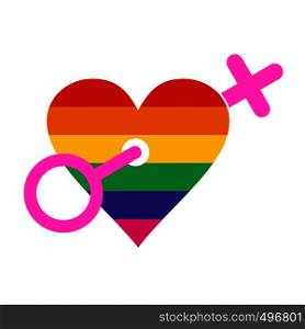 Homosexual love women flat icon isolated on white background. Homosexual love women flat icon