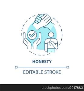 Honesty concept icon. Journalistic ethics standards idea thin line illustration. Identifying sources, avoiding stereotypes. Truthfulness. Vector isolated outline RGB color drawing. Editable stroke. Honesty concept icon