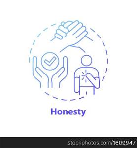 Honesty concept icon. Journalistic ethics standards idea thin line illustration. Seeking truth and reporting it. Serving public with thoroughness. Vector isolated outline RGB color drawing. Honesty concept icon