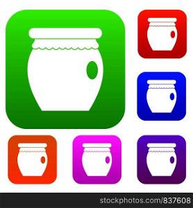 Honey bank set icon color in flat style isolated on white. Collection sings vector illustration. Honey bank set color collection