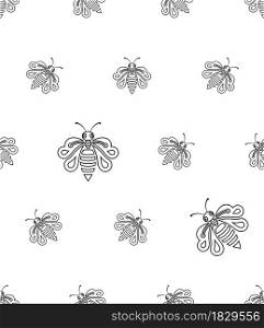 Honey Bee Icon Seamless Pattern Vector Art Illustration