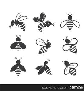 honey Bee icon set vector illustration element design template