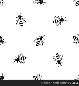 Honey bee pattern repeat seamless in black color for any design. Vector geometric illustration. Honey bee pattern seamless black