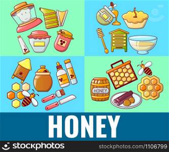 Honey concept banner. Cartoon banner of honey vector concept for web, giftcard and postcard. Honey concept banner, cartoon style
