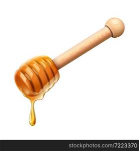 honey dipper drop. bee spoon. dripping syrup. sweet nectar. 3d realistic vector. honey dipper vector