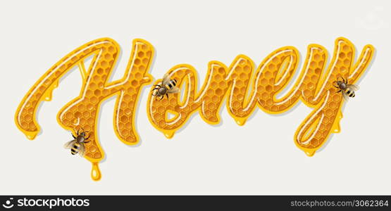 Honey honeycomb lettering