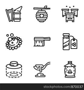 Honey icon set. Outline set of 9 honey vector icons for web design isolated on white background. Honey icon set, outline style