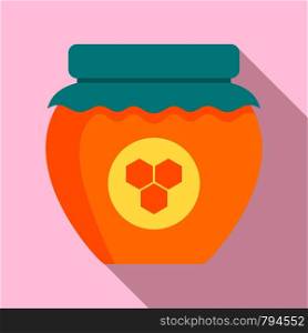 Honey jar icon. Flat illustration of honey jar vector icon for web design. Honey jar icon, flat style