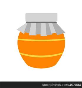 Honey jar with cover flat icon isolated on white background. Honey jar with cover icon