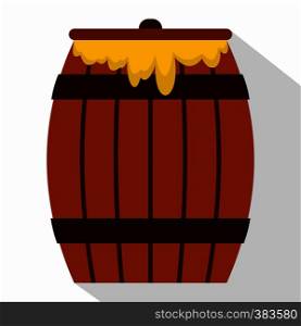 Honey keg icon. Flat illustration of honey keg vector icon for web. Honey keg icon, flat style