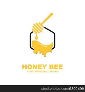 honey logo vector with slogan template