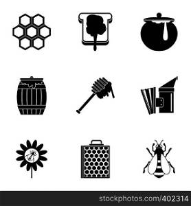 Honey production icons set. Simple illustration of 9 honey production vector icons for web. Honey production icons set, simple style