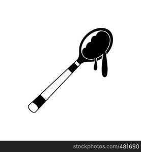 Honey spoon black simple icon isolated on white background. Honey spoon black simple icon