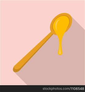 Honey spoon icon. Flat illustration of honey spoon vector icon for web design. Honey spoon icon, flat style