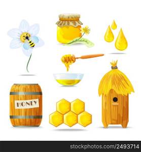 Honey sugar tasty healthy food decorative icons set isolated vector illustration