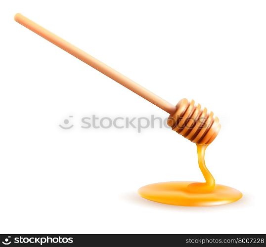 Honey with dipper. Vector illustration.