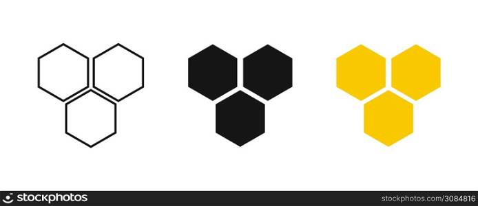 Honeycomb icon. Abstract hexagon shape symbols.