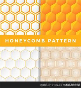 Honeycomb pattern set seamless Royalty Free Vector Image