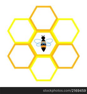 Honeycomb sign. Golden shape. Bee icon. Wax cell. Outline picture. Modern design. Vector illustration. Stock image. EPS 10.. Honeycomb sign. Golden shape. Bee icon. Wax cell. Outline picture. Modern design. Vector illustration. Stock image.