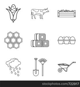 Honeycombs icons set. Outline set of 9 honeycombs vector icons for web isolated on white background. Honeycombs icons set, outline style