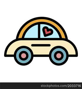 Honeymoon car icon. Outline honeymoon car vector icon color flat isolated. Honeymoon car icon color outline vector