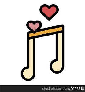 Honeymoon music icon. Outline honeymoon music vector icon color flat isolated. Honeymoon music icon color outline vector