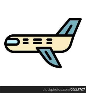 Honeymoon plane icon. Outline honeymoon plane vector icon color flat isolated. Honeymoon plane icon color outline vector