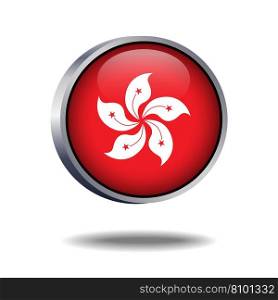 Hong kong flag button Royalty Free Vector Image