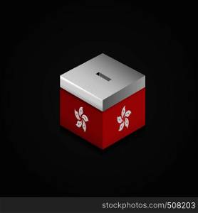 Hong Kong Flag Printed on Vote Box. Vector EPS10 Abstract Template background