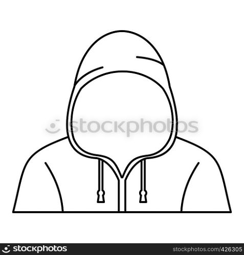 Hooded man icon. Outline illustration of hooded man vector icon for web. Hooded man icon, outline style
