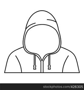 Hooded man icon. Outline illustration of hooded man vector icon for web. Hooded man icon, outline style