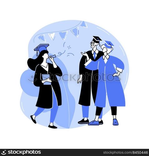 Hooding ceremony isolated cartoon vector illustrations. Professors places the hood over the head of the graduate, getting master and doctoral degree, university education is over vector cartoon.. Hooding ceremony isolated cartoon vector illustrations.