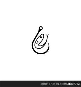 Hook fish logo template vector icon design