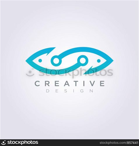 Hook Fishing Illustration Design Clipart Symbol Logo Template.