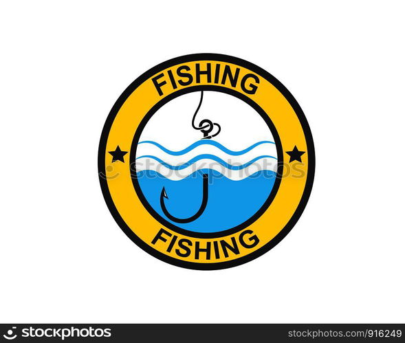 hook logo icon of fishing vector illustration design