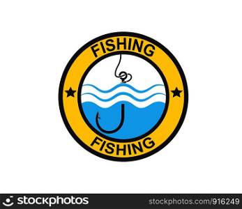 hook logo icon of fishing vector illustration design