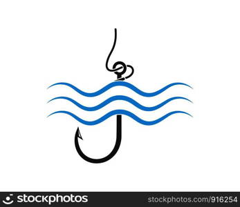 hook logo icon of fishing vector illustration design