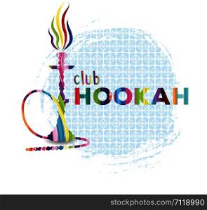 Hookah colorful vector illustration with paintbrush strokes. Turkish lifestyle traditional culture. Hookah club advertising.. Turkish lifestyle traditional culture poster