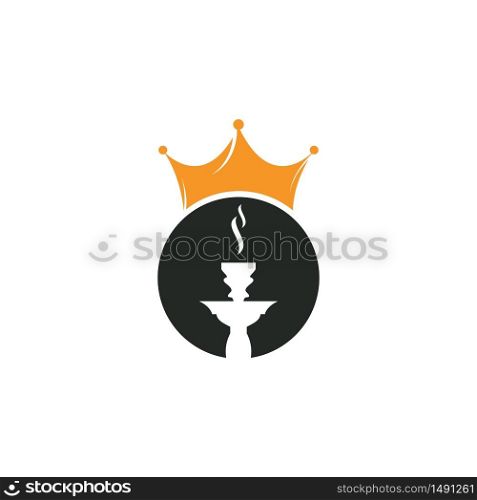 Hookah king vector logo design. Hookah logo with crown icon.