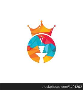 Hookah king vector logo design. Hookah logo with crown icon.