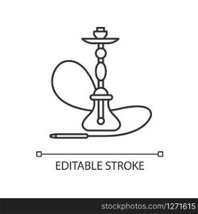 Hookah pixel perfect linear icon. Sheesha house. Assembled hooka body. Nargile lounge. Thin line customizable illustration. Contour symbol. Vector isolated outline drawing. Editable stroke